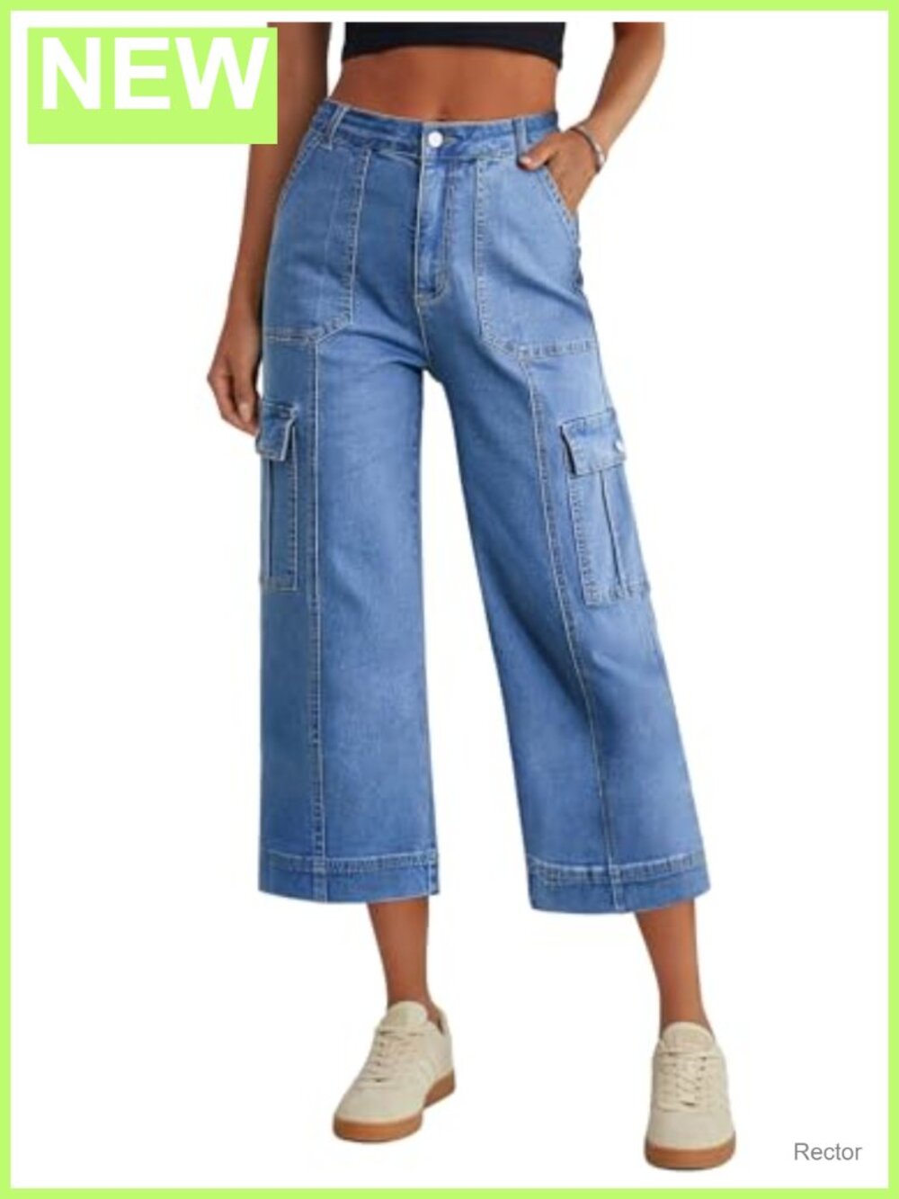 Cargo Capri Pants High Waisted 6 Pockets Stretchy Cropped Hiking Loose Fit
